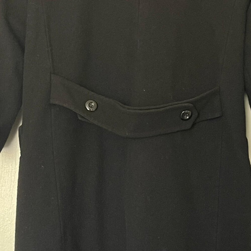 DONNYBROOK Black Vintage 100% Wool Coat Double Breasted full Length S 2P - Picture 7 of 14